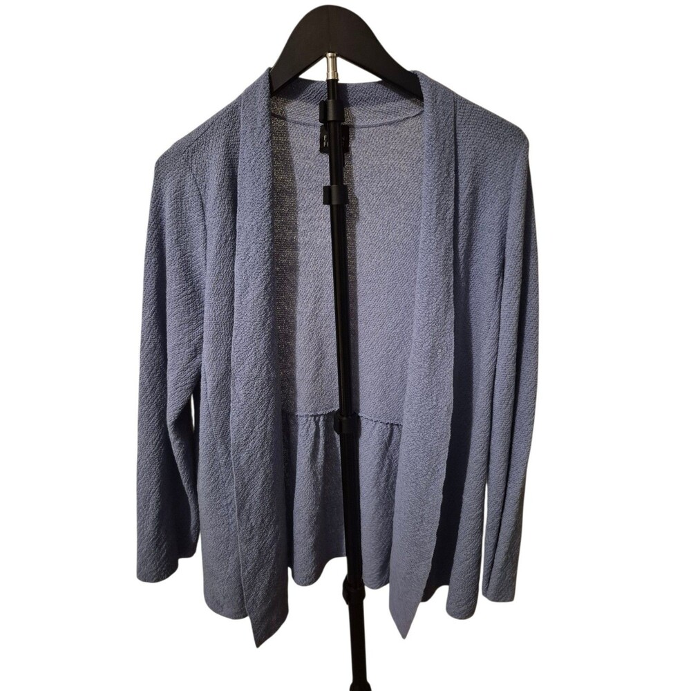 Eileen Fisher L Sweater Blue Cardigan Italian Yarn Business Work Lagen